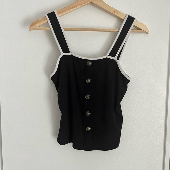 Womens size small black tank crop top buttons - Picture 1 of 4